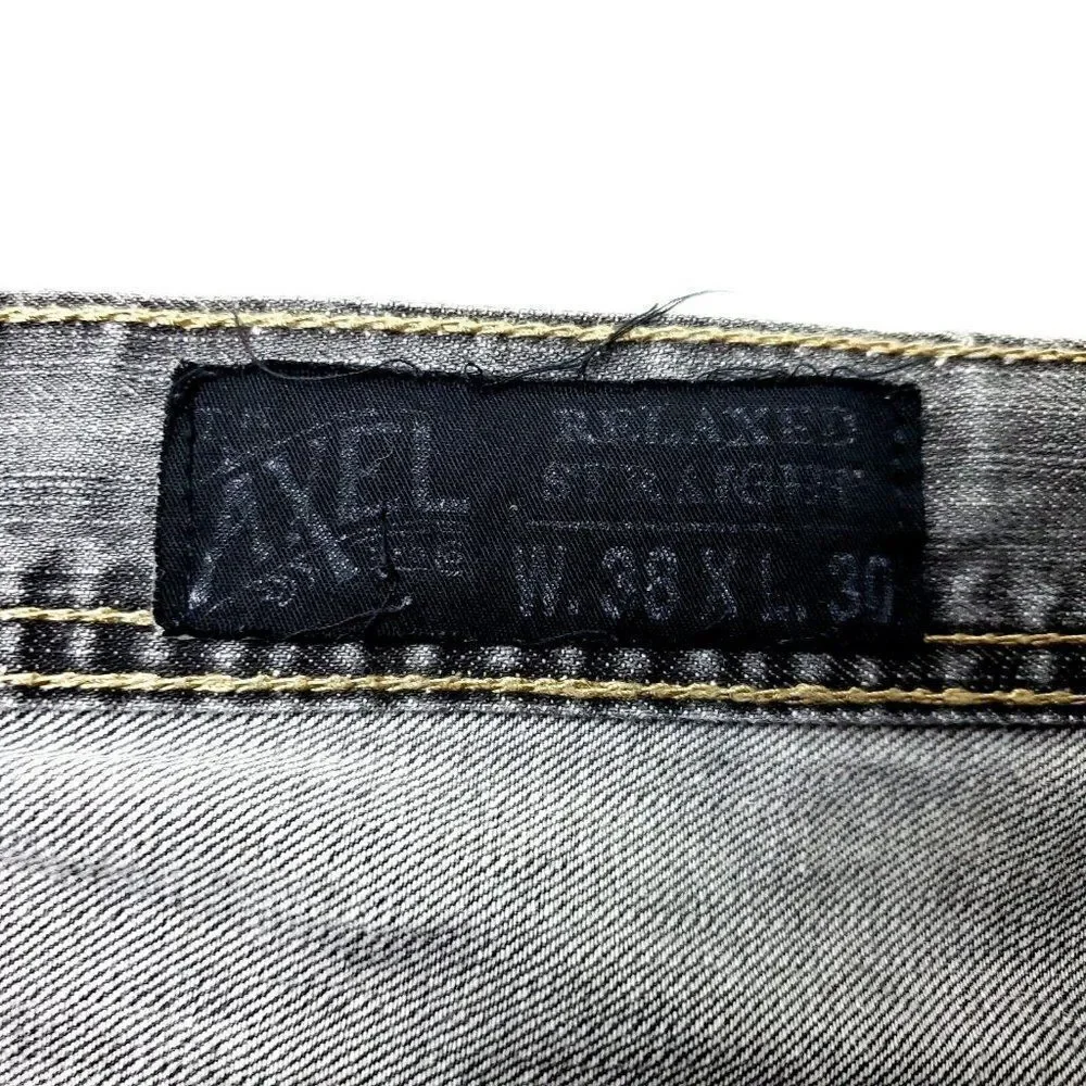 TK Axel Jeans Cotton‎ Denim Gray Mid Rise 39/30 Stone Washed Relaxed Straight